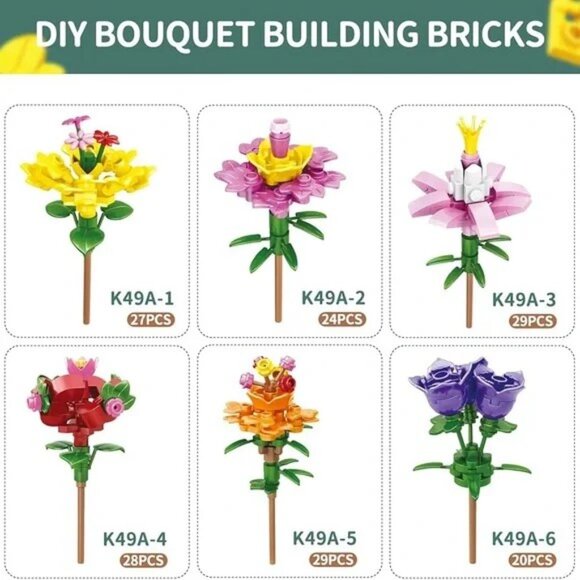 Colorful 6-in-1 DIY Flower Bouquet Blocks - Picture 2 of 10